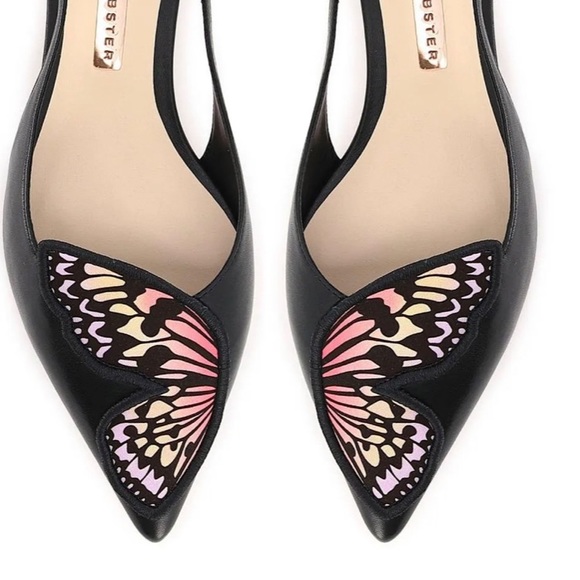 Designer Shoes Sophia Webster Butterfly Sling Back Embroidery Black Flat 6 - Picture 2 of 12